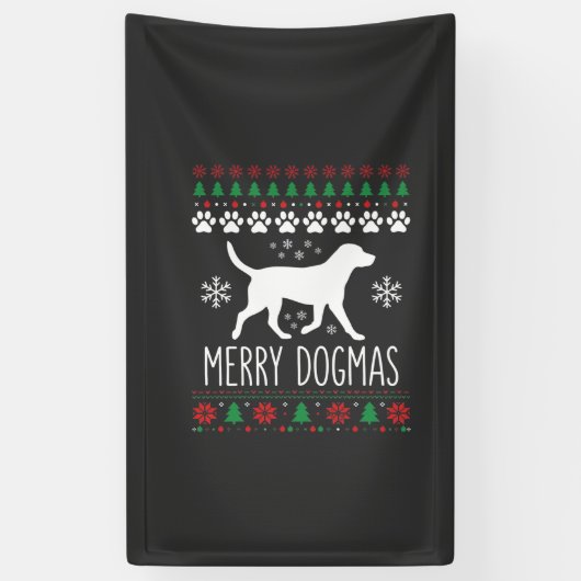 メリー・ドグマス クリスマス 犬 ベクター 横断幕 (縦)