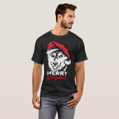 メリー・ドグマス・ハスキー・ドッグ・クリスマス Tシャツ (正面フル)