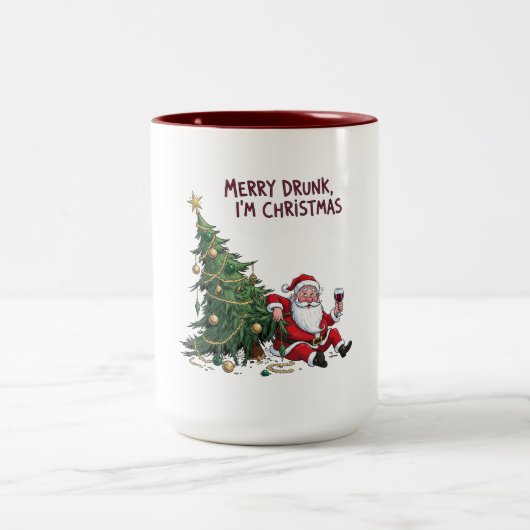 メリー・ドランク、クリスマスのサンタ ツートーンマグカップ (中央)