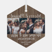 メリー&ニュー結婚したリュウズ3素朴 Photoフェイク Wood ガラスオーナメント (裏面)