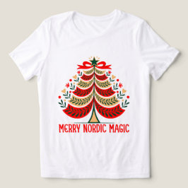 メリー・ノルディック・マジック・フォークアートのクリスマスツリー トライブレンドTシャツ
