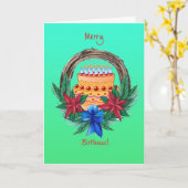 メリー・バースデマス カード (黄色い花)