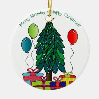 メリー バースデー ハッピー クリスマス! セラミックオーナメント
