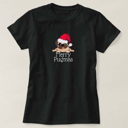 メリー・パグマス パグ 犬 Tシャツ (デザイン正面)
