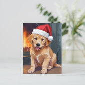 メリー・パピー | 犬のサンタ帽子 クリスマス 水彩画 (スタンド正面)