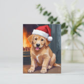 メリー・パピー | 犬のサンタ帽子 クリスマス 水彩画 (スタンド正面)