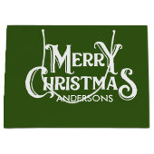 メリー・パーソナライズされたクリスマス・グリーン ラージペーパーバッグ (正面)