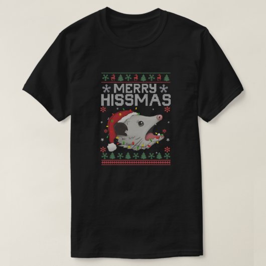 メリー・ヒスマス 楽しい猫のクリスマス デザイン Tシャツ (デザイン正面)