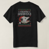 メリー・ヒスマス 楽しい猫のクリスマス デザイン Tシャツ (デザイン裏面)