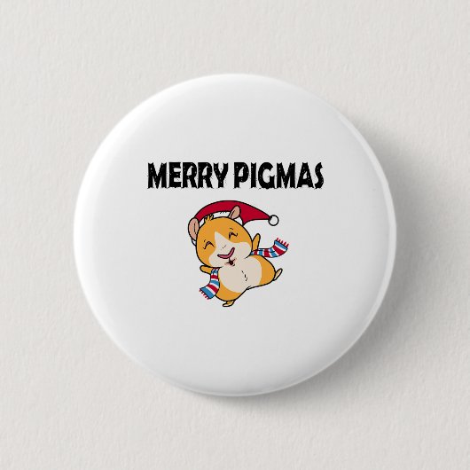 メリー・ピグマス フェイスマスク 楽しいモルモット クリスマス 缶バッジ (正面)