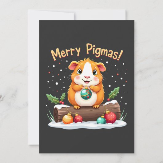 メリー ピグマス モルモット クリスマス サンタ 招待状 (正面)