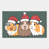 メリー・ピグマス モルモット クリスマス 動物好き 長方形シール (正面)