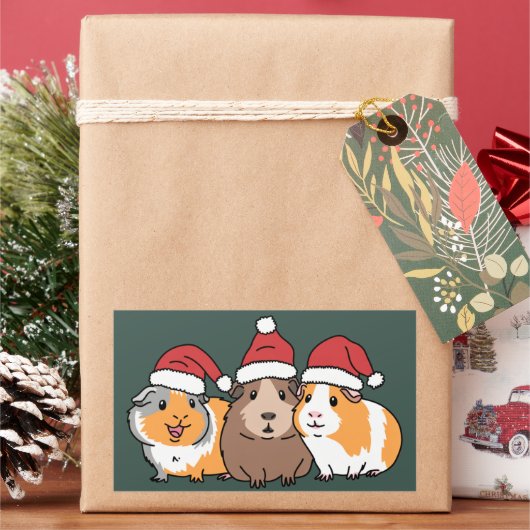 メリー・ピグマス モルモット クリスマス 動物好き 長方形シール (クリスマス)