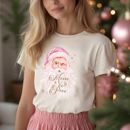 メリー&ピンククラシックレトロクリスマス トライブレンドTシャツ