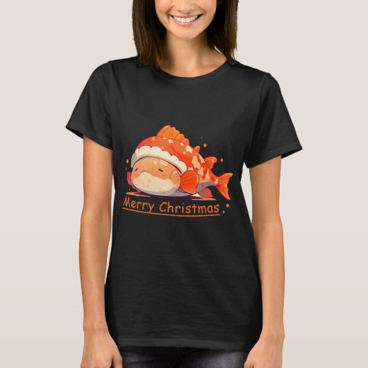 メリー・フィッシュマス・クリスマス アニメの魚 Tシャツ (正面)
