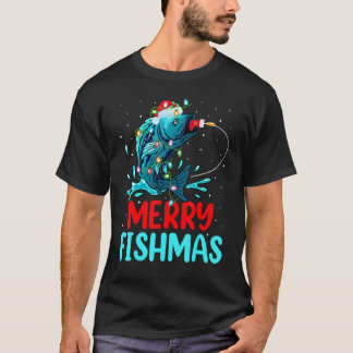 メリー・フィッシュマス クリスマス 釣り フィッシャーマン 魚 Xmas Tシャツ