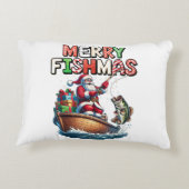 メリー・フィッシュマス サンタ 釣り好き 釣り人 クリスマス 魚 アクセントクッション (裏面)