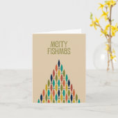 メリー・フィッシュマス　ファニー・ミッドセンチュリー・クリスマス・フィッシュ カード (黄色い花)