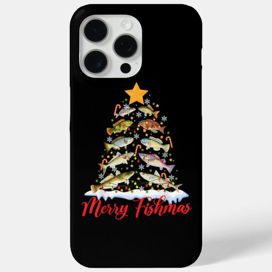メリー・フィッシュマス 楽しいクリスマスツリーライト 魚 魚拓 Case-Mate iPhoneケース (裏面)