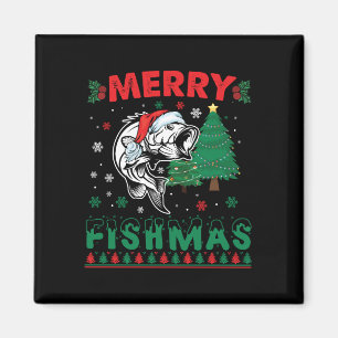 メリー・フィッシュマス 釣り お父さん 釣り人 クリスマス マグネット