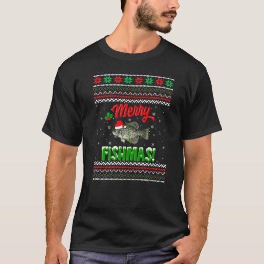 メリー・フィッシュマス 釣り クリスマス・アガリ Ugly Sweater Tシャツ (正面)