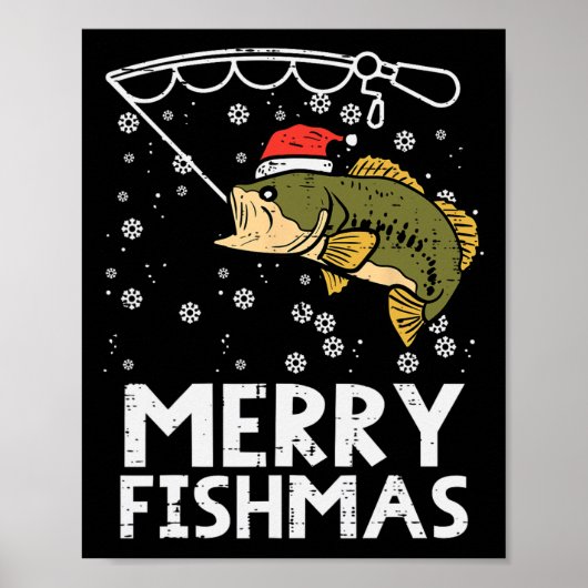 メリー・フィッシュマス 釣り クリスマス プレゼント 男性 父 ポスター (正面)