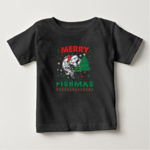 メリー・フィッシュマス 釣り 父 漁師 クリスマス ベビーTシャツ