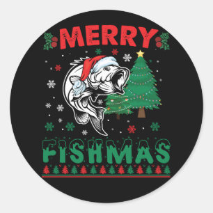 メリー・フィッシュマス 釣り 父 漁師 クリスマス ラウンドシール