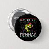 メリー・フィッシュマス B 釣り クリスマス ださいセーター 缶バッジ (正面&裏面)