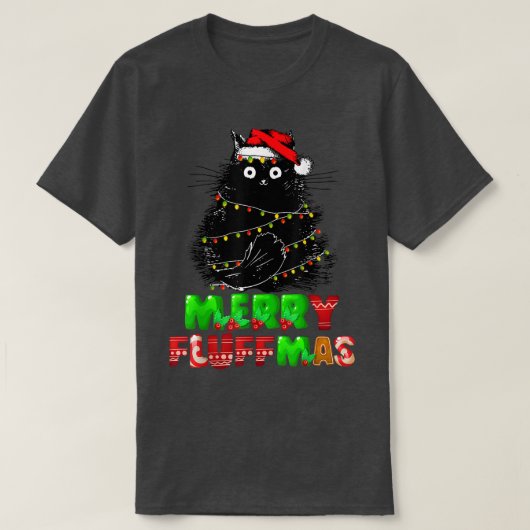 メリー フラフマス キャットマス クリスマス 猫好き サンタ クロース X'mas Tシャツ (デザイン正面)