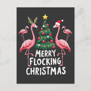 メリー・フロッキング・クリスマス Xmas フラミンゴ ツリー ポストカード