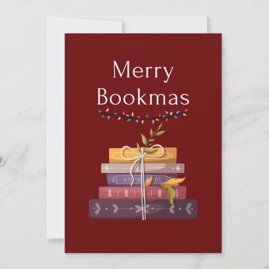 メリー・ブックマス・カード|あたたかなクリスマスの本好き 招待状 (正面)