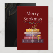 メリー・ブックマス・カード|あたたかなクリスマスの本好き 招待状 (正面/裏面)