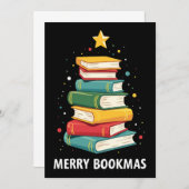 メリー・ブックマス - 本好きのためのフェスティブ・ブックスタック 招待状 (正面/裏面)