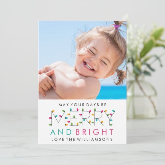 メリー&ブライトおもしろいモダンクリスマスホリデー写真 シーズンカード (スタンド正面)