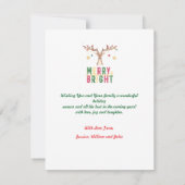 メリー&ブライトかわいいトナカイクリスマスオーナメント ノートカード (裏面)