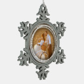 メリー&ブライトきらめくサークルのクリスマス写真 スノーフレークピューターオーナメント (左)