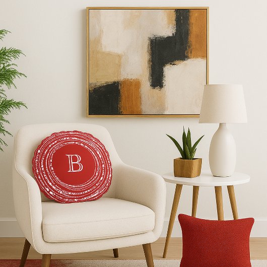 メリー&ブライトきらめくモノグラムクリスマス ラウンドクッション