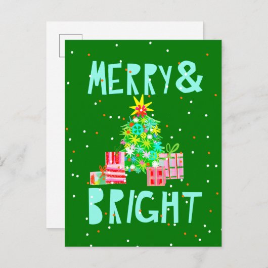 メリー&ブライトのクリスマスツリー シーズンポストカード (正面/裏面)