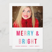 メリー&ブライトはっきりしたレターホリデーフォトカード 招待状 (正面/裏面)
