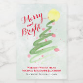 メリー&ブライトウォーター色クリスマスツリーミニ ワインラベル (シングルラベル)