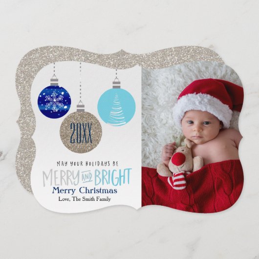 メリー&ブライトオーナメントつるホリーフォトカード シーズンカード (正面/裏面)