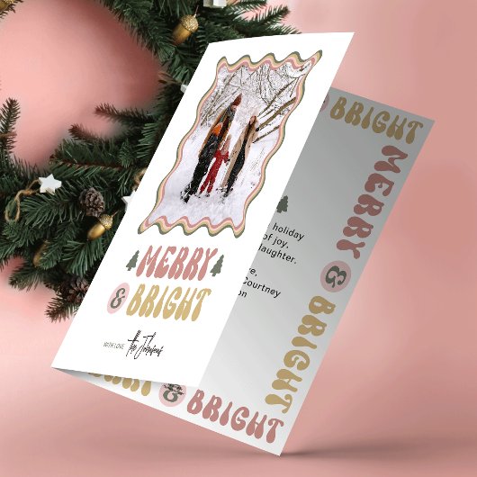 メリー&ブライトカラフルレトロおもしろい写真クリスマス シーズンカード