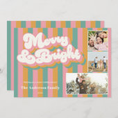 メリー&ブライトカラフルレトロクリスマス3写真 シーズンカード (正面/裏面)