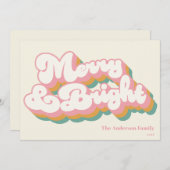 メリー&ブライトカラフルレトロタイポグラフィ非写真 シーズンカード (正面/裏面)