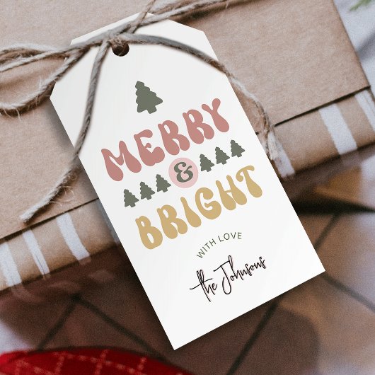 メリー&ブライトカラフルレトロGroovyクリスマス ギフトタグ