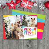 メリー&ブライトクリスマカラフルスかわいい2枚フォト シーズンカード