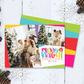 メリー&ブライトクリスマカラフルスかわいい2枚フォト シーズンカード