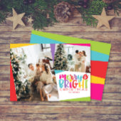 メリー&ブライトクリスマカラフルスかわいい2枚フォト シーズンカード