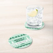 メリー&ブライトクリスマスセーターミントグリーン ラウンドペーパーコースター (インサイチュ)